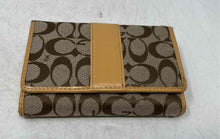 Load image into Gallery viewer, Coach Womens Brown And Beige Signature Print Card Holder Trifold Wallet
