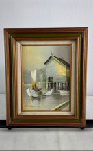 Load image into Gallery viewer, Signed Home Decorative Wall Hanging Framed Sailboats At The Dock Art Painting