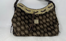 Load image into Gallery viewer, Brentano Womens Brown And Beige Monogram Jacquard Outer Pockets Shoulder Purse