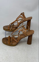 Load image into Gallery viewer, Vince Camuto Womens Brown Leather Open Toe Block Slingback Heels Size 9.5M