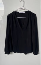 Load image into Gallery viewer, Calvin Klein Jeans Womens Black Long Sleeve Split Neck Blouse Top Size XL