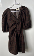 Load image into Gallery viewer, University Thread Womens Brown Leopard Print Puff Sleeve Mini Dress Size 6
