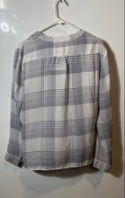 Load image into Gallery viewer, Banana Republic Womens White Black Plaid Long Sleeve Blouse Top Size L