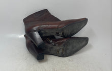 Load image into Gallery viewer, Meucci Womens Brown Leather Block Heel Square Toe Ankle Booties Size 8.5M