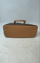 Load image into Gallery viewer, Adrienne Vittadini Womens Brown Signature Print Leather Zip Top Satchel Handbag