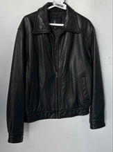Load image into Gallery viewer, London Fog Mens Black Leather Long Sleeve Collared Full Zip Jacket Size M