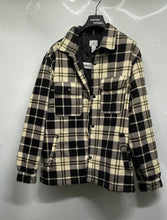 Load image into Gallery viewer, H&M Womens Beige Black Plaid Long Sleeve Relaxed Fit Jacket Size XL