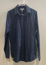 Load image into Gallery viewer, Express Mens Blue Print Long Sleeve Button Front Extra Slim Fit Dress Shirt Sz M