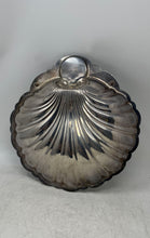Load image into Gallery viewer, Silver-Tone Shell Shaped Dish Serving Tray With Candle Holders Collectible