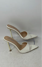 Load image into Gallery viewer, Simmi London Womens Torez White Croc-Embossed Peep Toe Slip-On Mule Heels Size 7