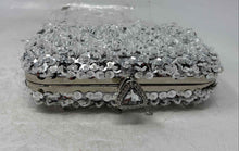 Load image into Gallery viewer, Unbranded Womens Silver With Stones Rectangle Cocktail Small Clutch Purse