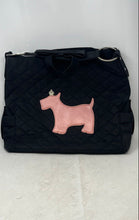 Load image into Gallery viewer, My Flat In London Womens Black Pink Dog Quilted Inner Pockets Tote Bag
