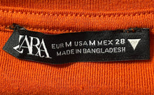 Load image into Gallery viewer, Zara Womens Rust Long Sleeve Round Neck Pullover Cropped T-Shirt Size Medium