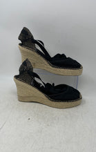 Load image into Gallery viewer, Diegos Womens Black Wedge Heel Ankle Tie Espadrille Sandals Size EUR 41