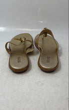 Load image into Gallery viewer, Michael Kors Womens Golden Tone Leather Flat Thong Sandals Size 10