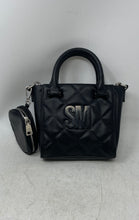 Load image into Gallery viewer, Steve Madden Womens Bbabi Black Quilted Faux Leather Crossbody Handbag W/ Pouch