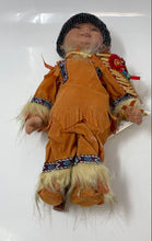 Load image into Gallery viewer, Vintage Heirloom Native American Porcelain Doll In Traditional Outfit With Tag