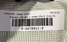 Load image into Gallery viewer, Express 1MX Mens Green Plaid Print Long Sleeve Collared Dress Shirt Size XL