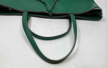 Load image into Gallery viewer, Anne Klein Womens Green Pebbled Faux Leather Double Handle Charm Tote Bag