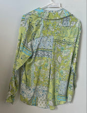 Load image into Gallery viewer, Zara Womens Green Blue Paisley Spread Collar Long Sleeve Button-Up Shirt Size S