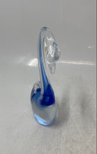 Load image into Gallery viewer, Blue Clear Hand Blown Art Glass Long Neck Swan Decorative Figurine Paperweight