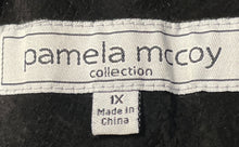 Load image into Gallery viewer, Pamela Mccoy Womens Black Suede Collared Open Front Jacket Size 1X With Tag