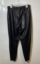 Load image into Gallery viewer, HUE Womens Black Faux Leather Elastic Waistband Drawstring Jogger Pants Size L