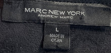 Load image into Gallery viewer, Marc New York By Andrew Marc Womens Black Faux Leather Collarless Blouse Top L