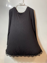 Load image into Gallery viewer, Lane Bryant Womens Black Long Sleeve Round Neck Lace Hem Blouse Top Size 14/16