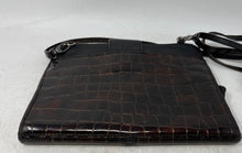 Load image into Gallery viewer, Brighton Womens Shadow Play Brown Black Embossed Leather Organizer Crossbody Bag