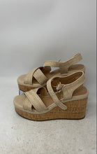 Load image into Gallery viewer, Michael Shannon Womens Brown Buckle Wedge Heel Ankle Strap Sandals Size 8M