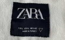 Load image into Gallery viewer, Zara Mens White Black Cotton Long Sleeve Button Front Collared Jacket Size Large