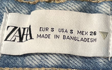 Load image into Gallery viewer, Zara Womens Blue Denim Light Wash Raw Hem Slit Front Maxi Skirt Size Small