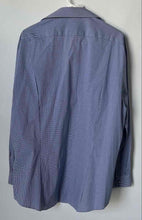 Load image into Gallery viewer, Calvin Klein Mens Blue White Collared Long Sleeve Dress Shirt Size 17.5