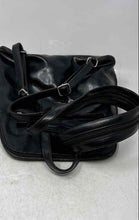 Load image into Gallery viewer, Ottobre Womens Black Leather Top Handle Outer Pockets Adjustable Strap Backpack