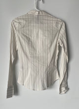 Load image into Gallery viewer, Divided By H&M Womens White Brown Striped Long Sleeve Button-Up Shirt Size XXS