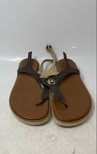 Load image into Gallery viewer, Michael Kors Womens Val Brown Signature Print Open Toe Thong Sandals Size 10