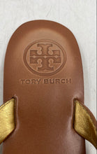 Load image into Gallery viewer, Authentic Tory Burch Womens Gold-Tone Leather Slip-On Flip-Flop Sandals Size 7M