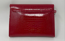 Load image into Gallery viewer, Vanessa Williams Womens Red Crocodile Embossed Inner Pockets Clutch Purse
