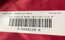 Load image into Gallery viewer, Liz Claiborne Womens Red Long Sleeve Button Front Single-Breasted Pea Coat Sz M