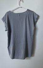 Load image into Gallery viewer, Express Womens Gray Short Sleeve V-Neck Regular Fit 1/4 Zip Blouse Top Size L