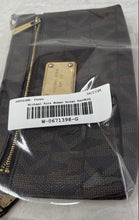 Load image into Gallery viewer, Michael Kors Womens Brown Black Leather Signature Print Shoulder Handbag