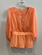 Load image into Gallery viewer, Banana Republic Womens Orange 3/4 Sleeve Snap Front Blouse Top Size Small