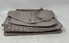 Load image into Gallery viewer, Marc Fisher Womens Light Gray Crocodile Embossed Faux Leather Top Handle Handbag