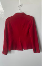 Load image into Gallery viewer, Jessica Ash Womens Red Black Long Sleeve Notch Lapel Three-Button Blazer Size 12