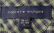 Load image into Gallery viewer, Tommy Hilfiger Mens Green Plaid Print Cotton Long Sleeve Dress Shirt Size L 16.5