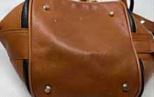 Load image into Gallery viewer, Valentina Womens Brown Black Pebbled Leather Convertible Bucket Handbag