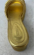 Load image into Gallery viewer, Schutz Womens Gold Leather Slip-On Open Toe Slide Sandals Size 11 B