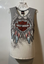 Load image into Gallery viewer, Harley-Davidson Womens Gray Graphic Print Sleeveless Freedom Tank Top Size M