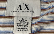 Load image into Gallery viewer, Armani Exchange Mens Multicolor Striped Long Sleeve Button-Up Shirt Size L